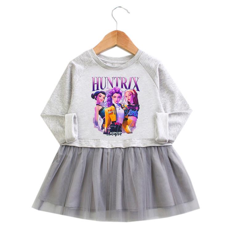 Mädchen Kpop Rumi Zoey Mira Jäger Print Rumi Zoey Mira Faltenkleid