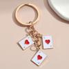 Cute Enamel Keychain Hearts Clubs And Spades Symbol Key Ring Poker Card Key Chains For Women Men DIY Handmade Jewelry