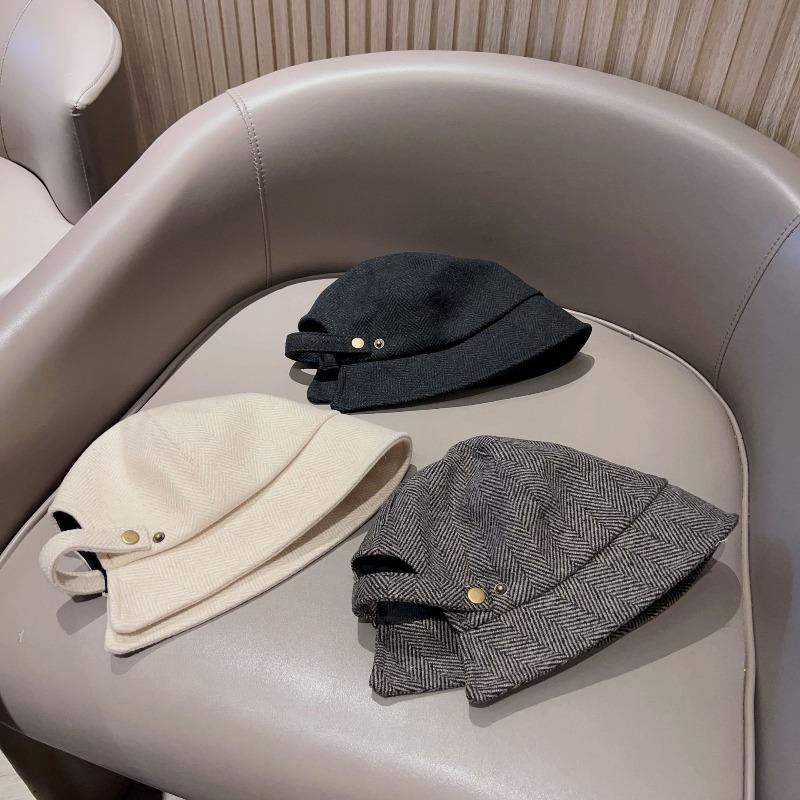 Meier Can tie ponytail high quality wool fisherman hat children autumn and winter retro British washbasin hat