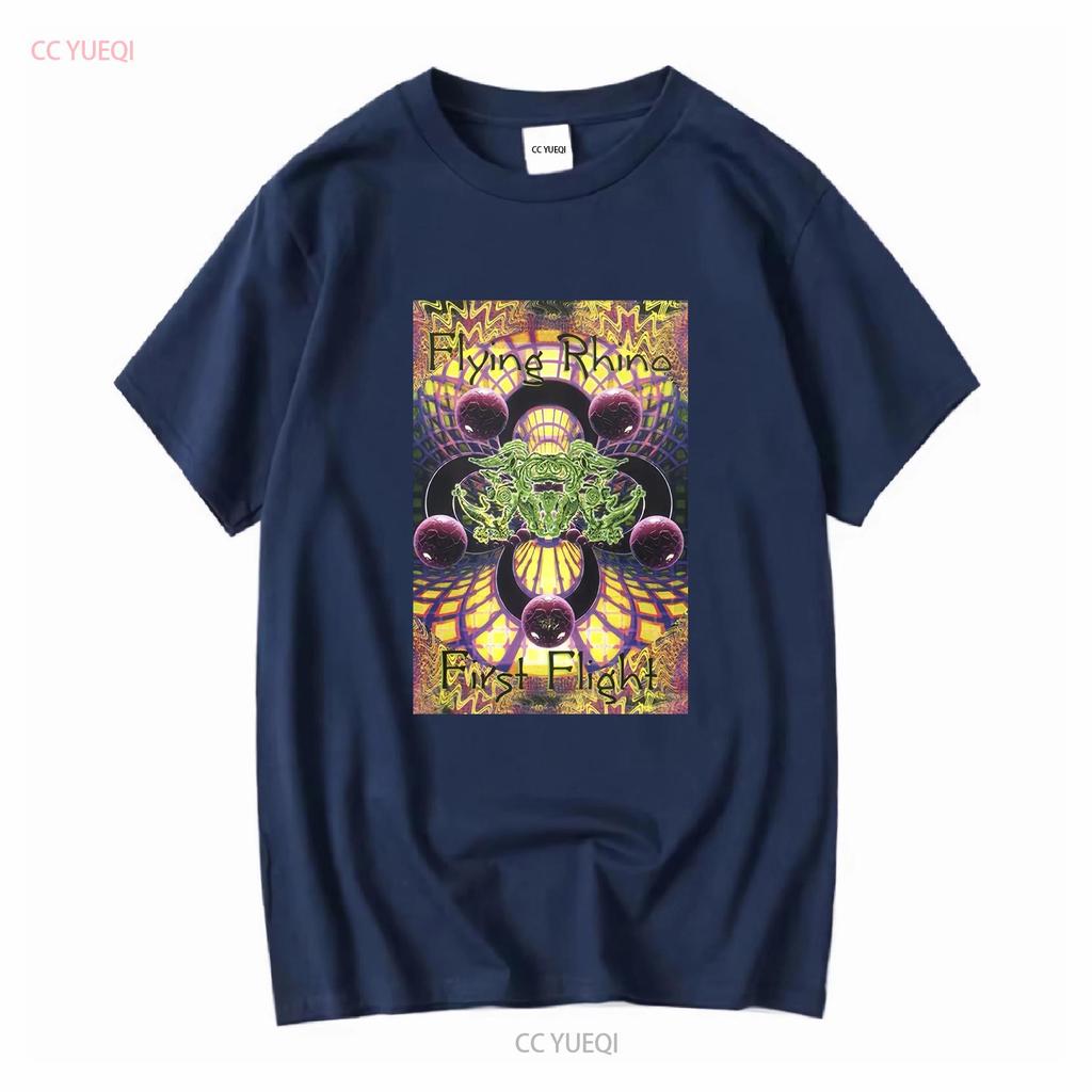 Mens T Shirt Cotton Psychedelic Trance Music Flying Rhino Records First Flight Vintage Washed Stretched Homme Soft Graphic