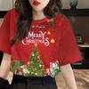 Christmas T-shirt Women's Santa Claus Printed T-shirt Fully Sublimation Fashion T-shirt Top