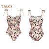 2Pcs/Set Women Swimsuit Set Sling Floral Print One-Piece Beach Cover Wrap Skirt Set for Beach Vacation Party