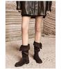 Women's Versatile Retro High-Top Western Cowboy Boots: Slimming, Long, Stylish Winter Equestrian Boots.