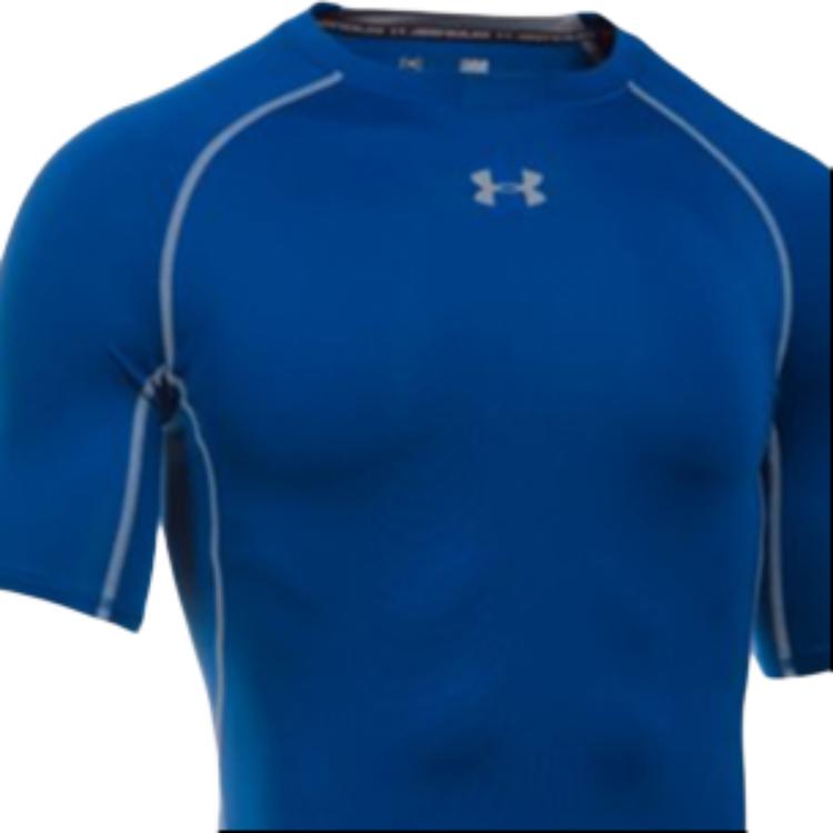 Under Armour Training Compression Short Sleeve Fitness Shirt Men Tops Blue 1257468-400
