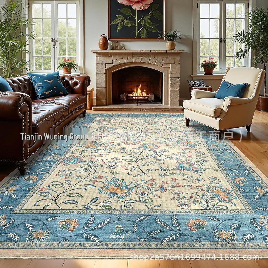 Stain-Resistant Persian-Style Rug: Easy-Clean Living Room & Bedroom Carpet Mat