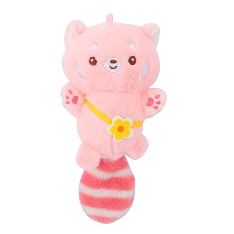 Adorable Plush Raccoon Keychain Soft Cartoon Toy Bag Charm With Cute Design розовый