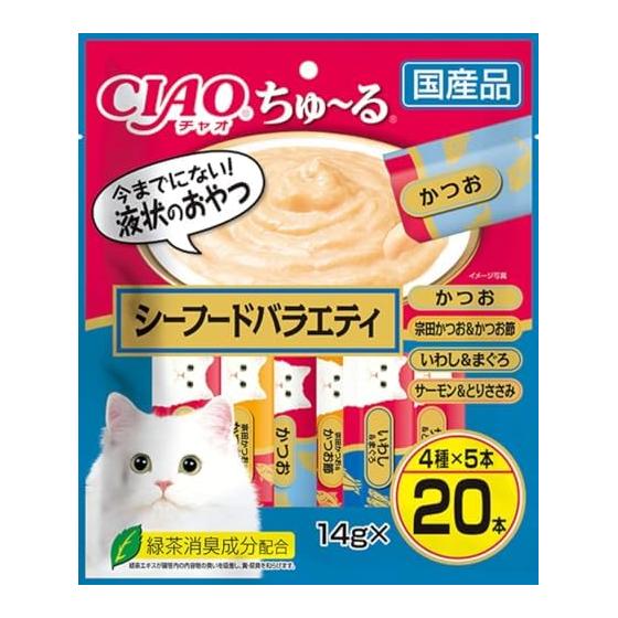 CIAO Cat Snacks Churu Seafood Variety 14g x 20 pieces