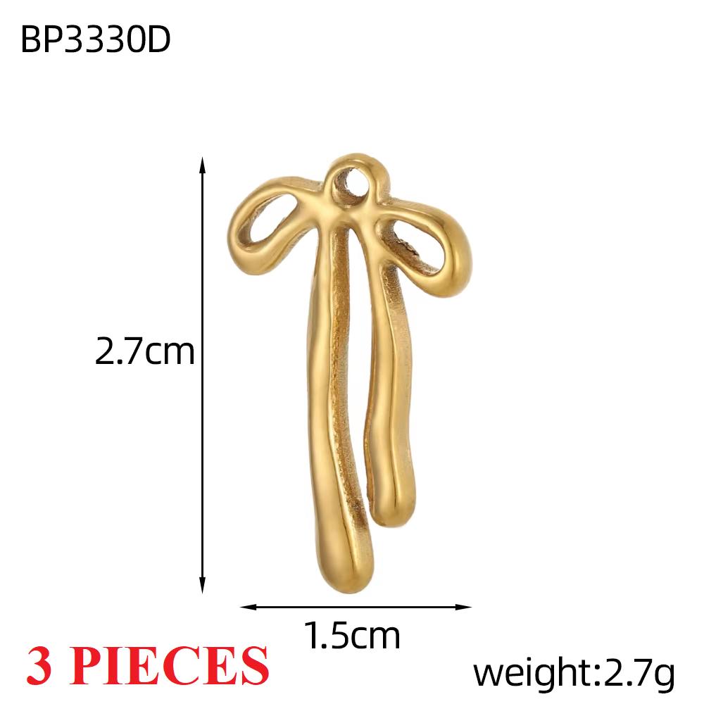 

3PCS/LOT CARLIDANA Gold Plated Stainless Steel Charms, Flower Animal Heart Bow Pendants for DIY Necklace Jewelry Making