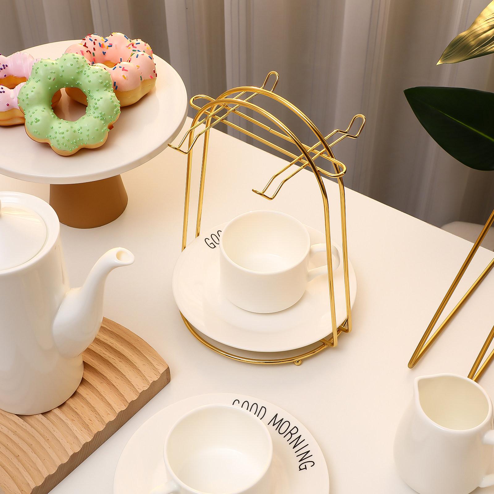 

Iron Teacup and Saucer Display Stand Arched Rack for Hanging Cups Storing Saucers Kitchen Coffee Shop Cabinet Counter Storage other