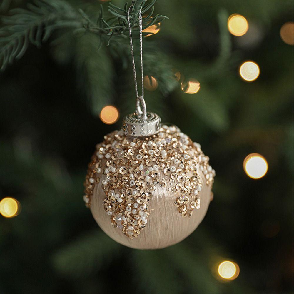 9pcs Shatterproof Velvet Christmas Balls Pendant White Champagne Xmas Tree Ornaments  Hotel Mall