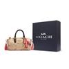 New COACH Lacey Canvas With Leather Boston Bag Handbag Shoulder Bag Crossbody Bag Small Size Women's Khaki & Pink CK562-IMOT4