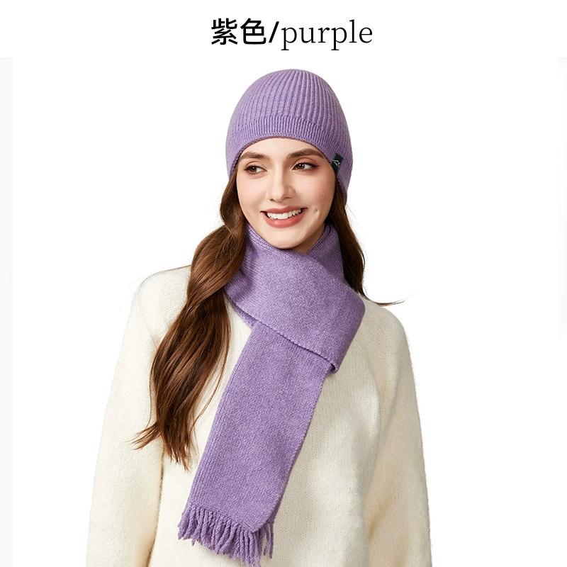 Unisex Warm Hat and Neck Scarf Set for Outdoor Cold Protection Knit Woolen Cap with Ear Cover For Men and Women
