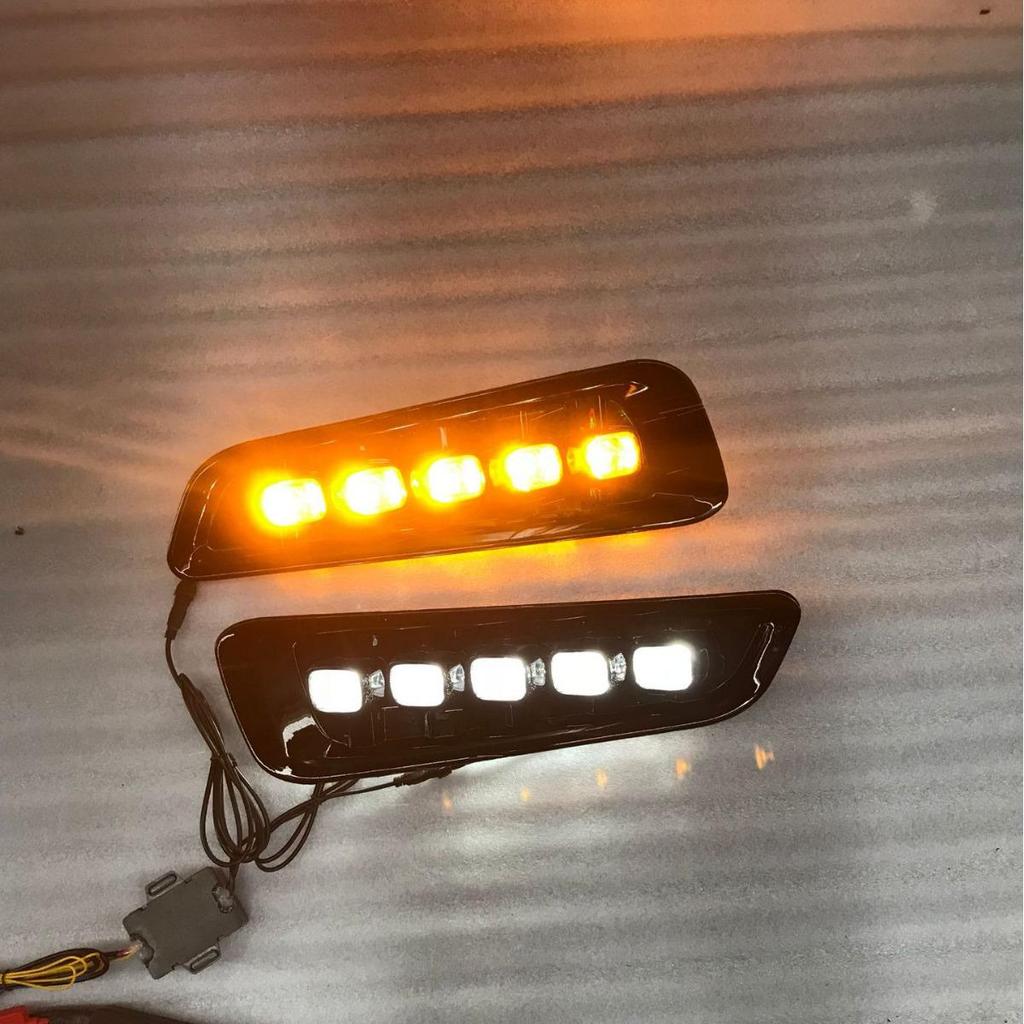 Ford F150 Raptor Fog & Daytime Lights with Turn Signal (2017-2020) - Two-Color Front Bumper Corner Light Mod Kit.