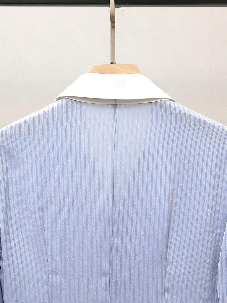 Autumn Women's Striped Shirt with Bow Tie & Flared Sleeves