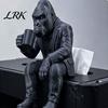 Cool Shelf Edge Ornaments 3D Printed Gorilla in Suit Ornament, Coffee Drinking Figurine, Creative Animal Decorative Figurines for Sculpture,
