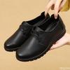 Fashion Spring breathable soft flat sole elderly leather shoes solid color women's casual lace up anti slip comfortable single shoe