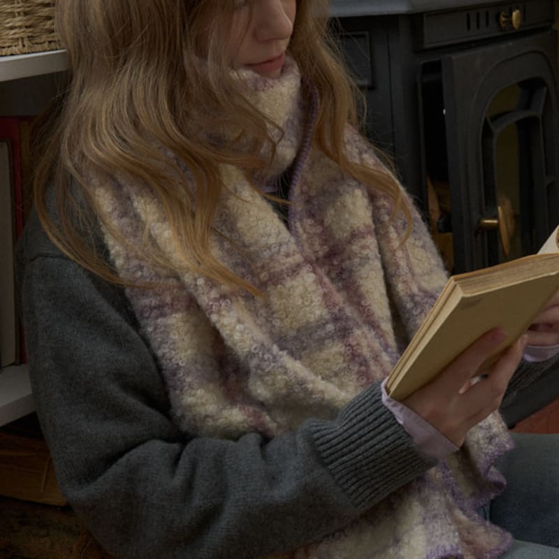 RaJu Curly Plaid Muffler_6 Color