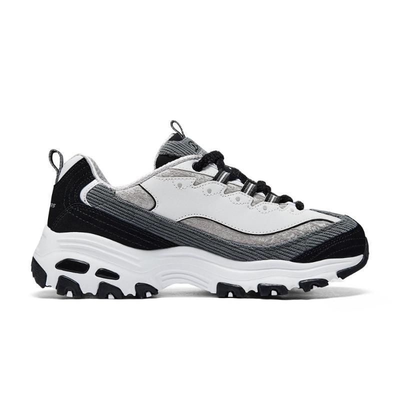 Skechers D'LITES 1.0 Women Low Chunky Sneakers White Black 150242-WBGY