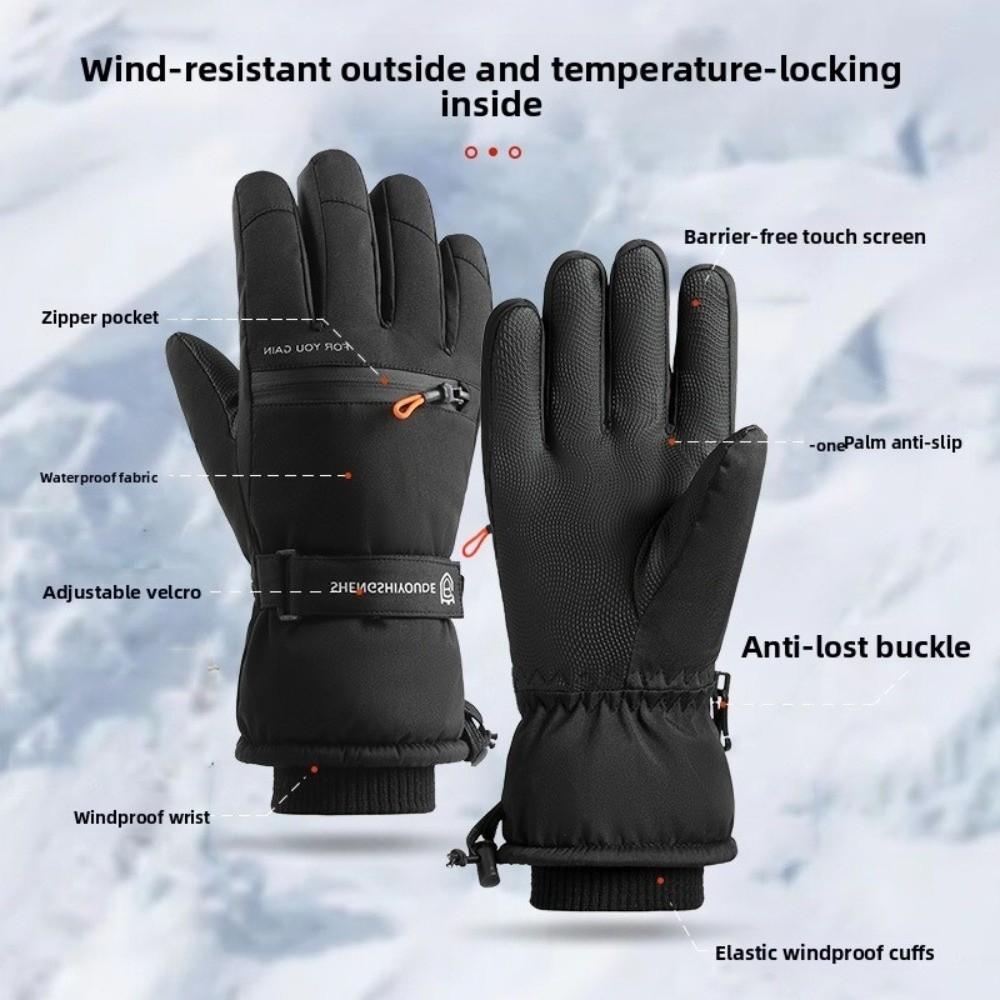 Thicken Winter Ski Gloves Plush Gloves Warm Snowboard Gloves Men