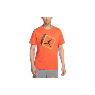Jumpman Box SS Codzienny Sportowy Oddychający Koszulka z Krótkim Rękawem z Literami Męskie Góry Pomarańczowy DA9901-803