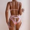 Sexy Lingerie Sexy Sexy See-through with Breast Pad Three-Piece Set