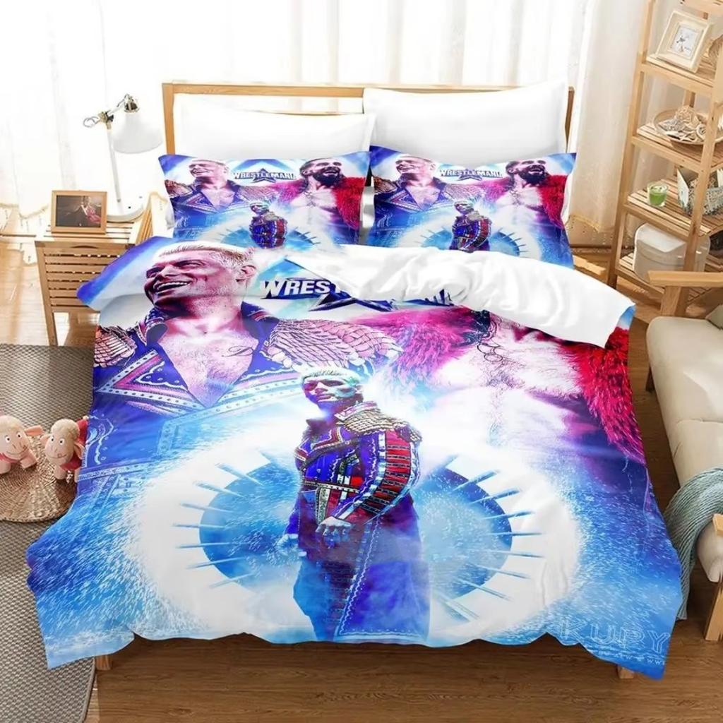 WWE Bedding Set American Nightmare Cody Rhodes 3D Soft Polyester Duvet Cover Set Single Double Twin King Size Teens Adults Home
