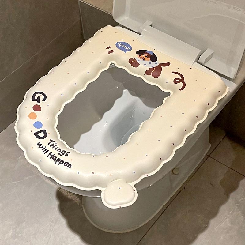 EVA Waterproof Antibacterial Toilet Seat Cover - Washable, Universal, Cute Design, Adhesive Cushion for All Seasons