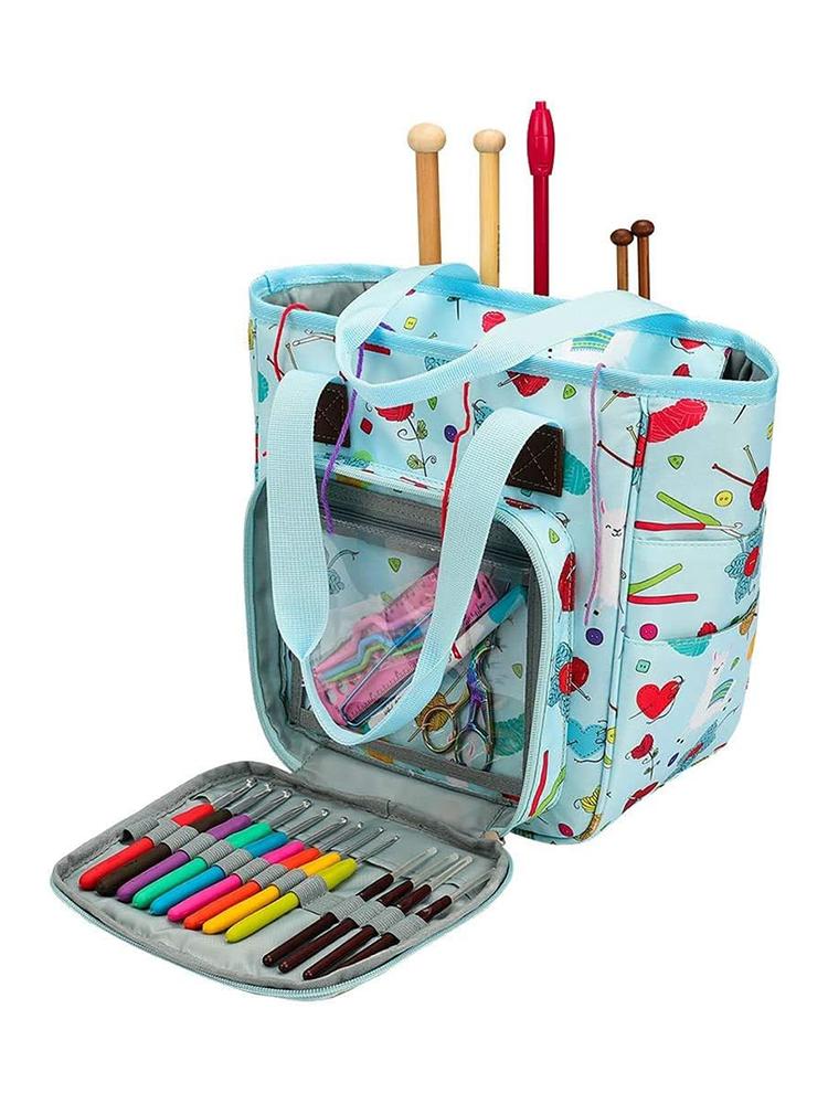Crochet storage tote bag, crochet storage pouch, multifunctional Oxford cloth, dust-proof yarn storage bag, multicolour