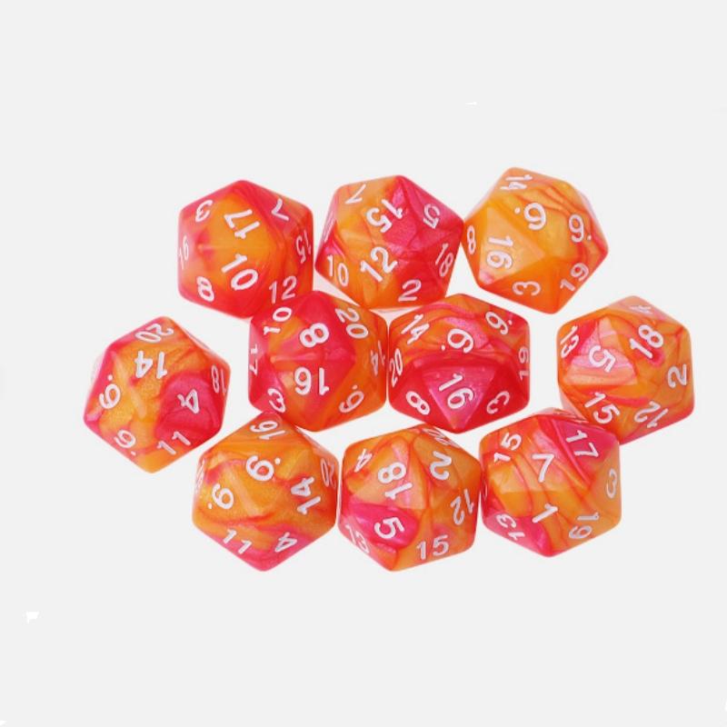 10pcs/set of 20 Sided Dual Color Starry Sky Number Dice for Dnd COC RPG Running Team Board Game Dnd Dices