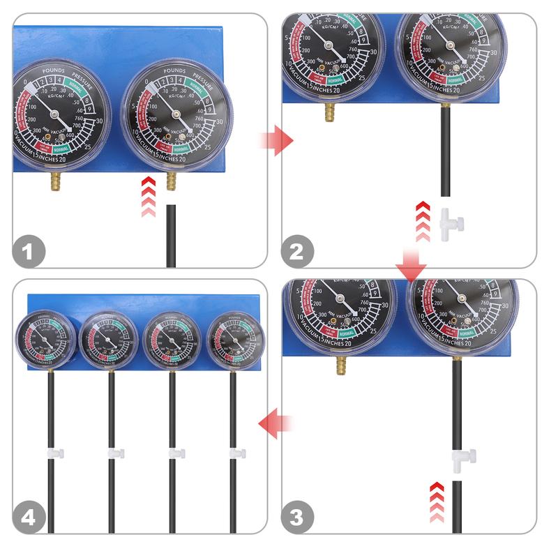 Synchronizer Tool For 4 Cylinder Engines Machines Motorcycle Fuel Carburetor Synchronizer with Hose Vacuum Balancer Gauge