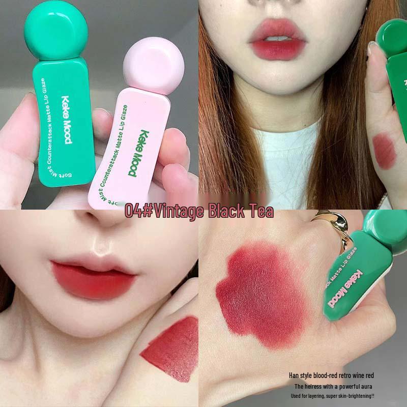 Kekemood Psychedelic Colors Matte Velvet Lip Glaze - Long-lasting, non-transfer, student-friendly lipstick for women.