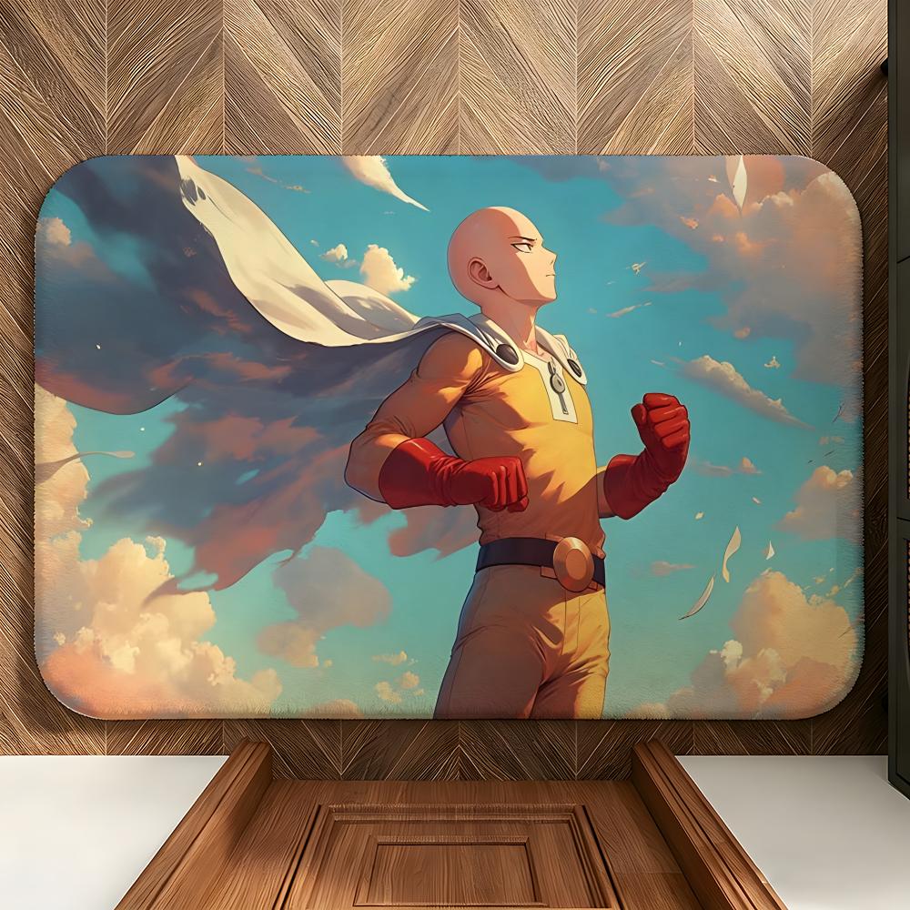 anime O-One-Punch M-Man Floor Mat Soft Flannel Floor Mat Suitable for Entryways, Living Rooms, Bedrooms, and Bathrooms