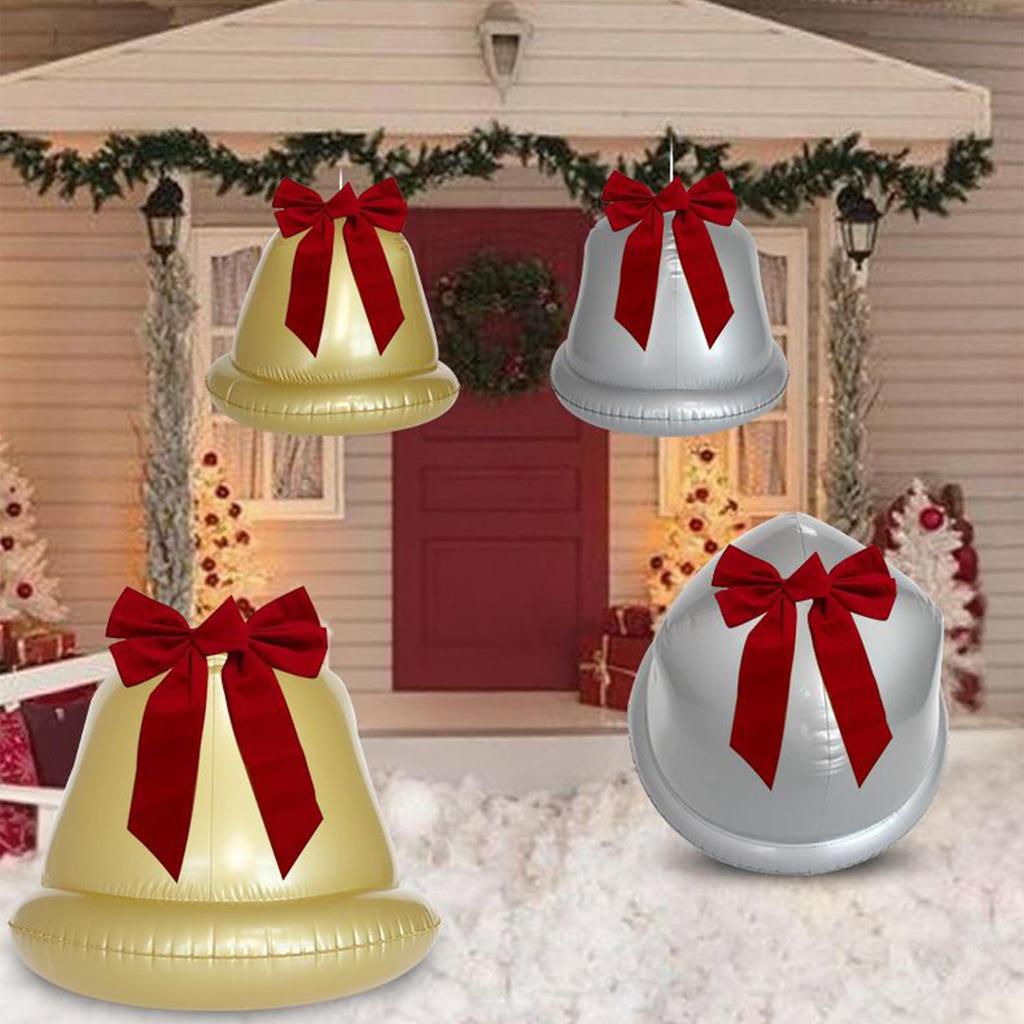 2 Pieces 50cm Christmas Bell Inflatable Ball Decoration PVC Giant Inflatable Christmas Bell Outdoor Christmas Decoration