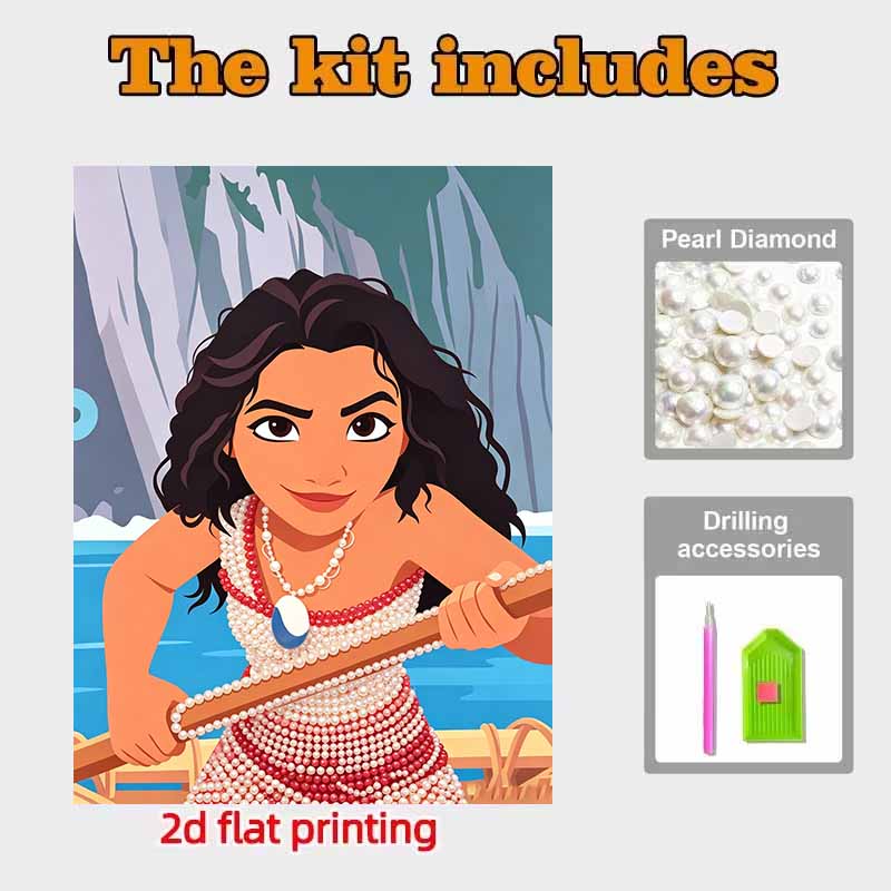 Disney Pearl Painting Moana Handmade DIY Pearl Gemstone Painting Pictures Crafts Special Shape Home Wall Decoration