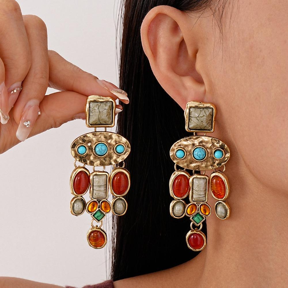 Turquoise Bohemian Turquoise Earrings Green Water Drop Earrings Pendant  Women