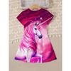 Girls' Pink Dress Girls' Pink Butterfly Short Sleeve Dress Wear New Style Casual Animal Outfit Spring And Summer Short Sleeve Dress