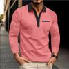 Men's Polo Shirt Button Solid Color Casual Long Sleeved T-shirt