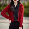 Autumn Fake Two-piece Contrasting Color Splicing Knitted Sweater Women's Lapel Top New Spring and Autumn Outer Sweater Women