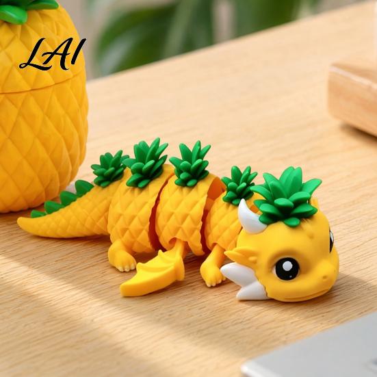Small Item Storage Jar 3D Printed Pineapple Dragon Figurine Creative Fidget Toys Movable Joints Desk Organizer Toy Flexible Stress Relief Toys for
