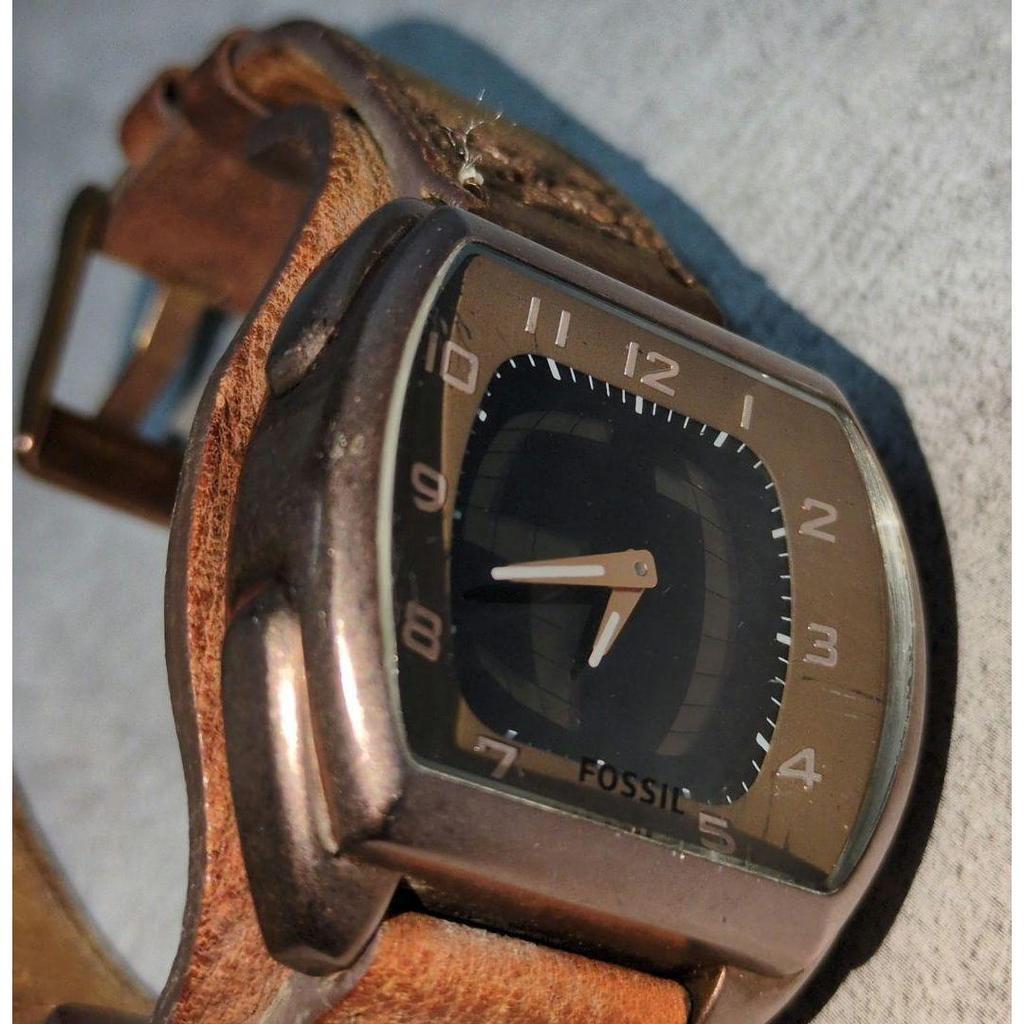 Used 00s [FOSSIL] Big Tick/BG-2194/Leather Band/Y2K/Genuine Leather/Archive/Vintage/Fossil