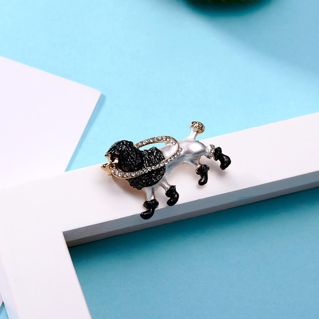 Rinhoo Cute Small Dog Brooch for Women Kids Enamel Rhinestone Cartoon Animal Badge Dog Pet Brooch Pins Coat Dress Jewelry Gift