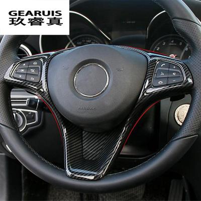 Araba Styling Karbon Fiber Tarzı Mercedes Benz A GLA CLA Sınıfı W176 X156 C117 direksiyon Düğmesi Çerçeve Çıkartmaları Kapakları