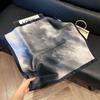 Fashion Black and White Printing Temperament Square Scarf Imitation Silk Korean Version Decorative Scarf Scarf Professional Decorative Shawl Silk Scar