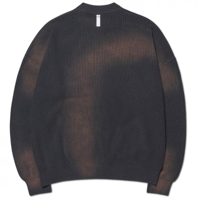 Nomanual Spray Dyeing Knit Zip Up   Charcoal