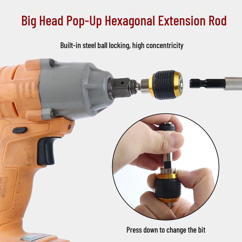 Hex Shank Quick Release Bit Extension with Self-locking Connector for Electric Drills