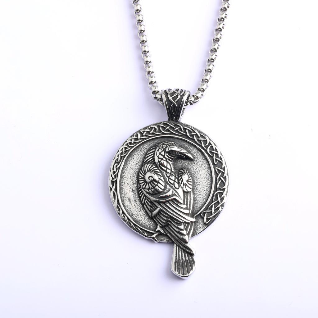 Унисекс Ретро Подвеска из Нержавеющей Стали с Символом Ворона Викингов Pendant Only
