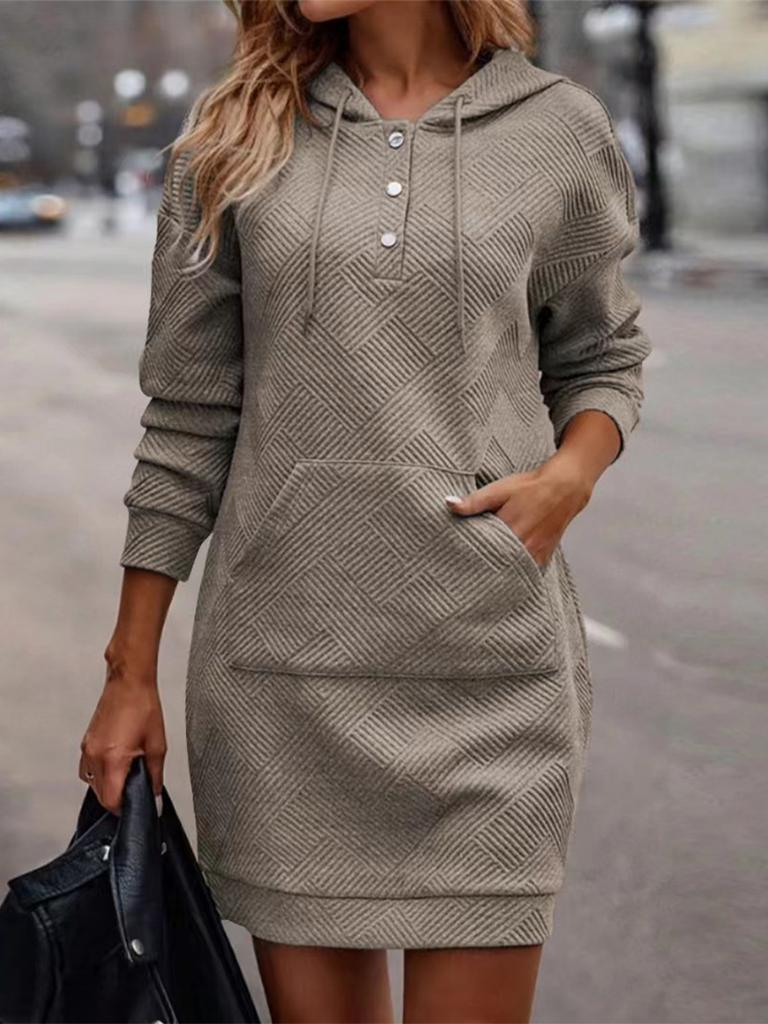 Acquista Felpa con cappuccio da donna Top di media lunghezza scozzese alla moda casual in Italia a partire da 7.35