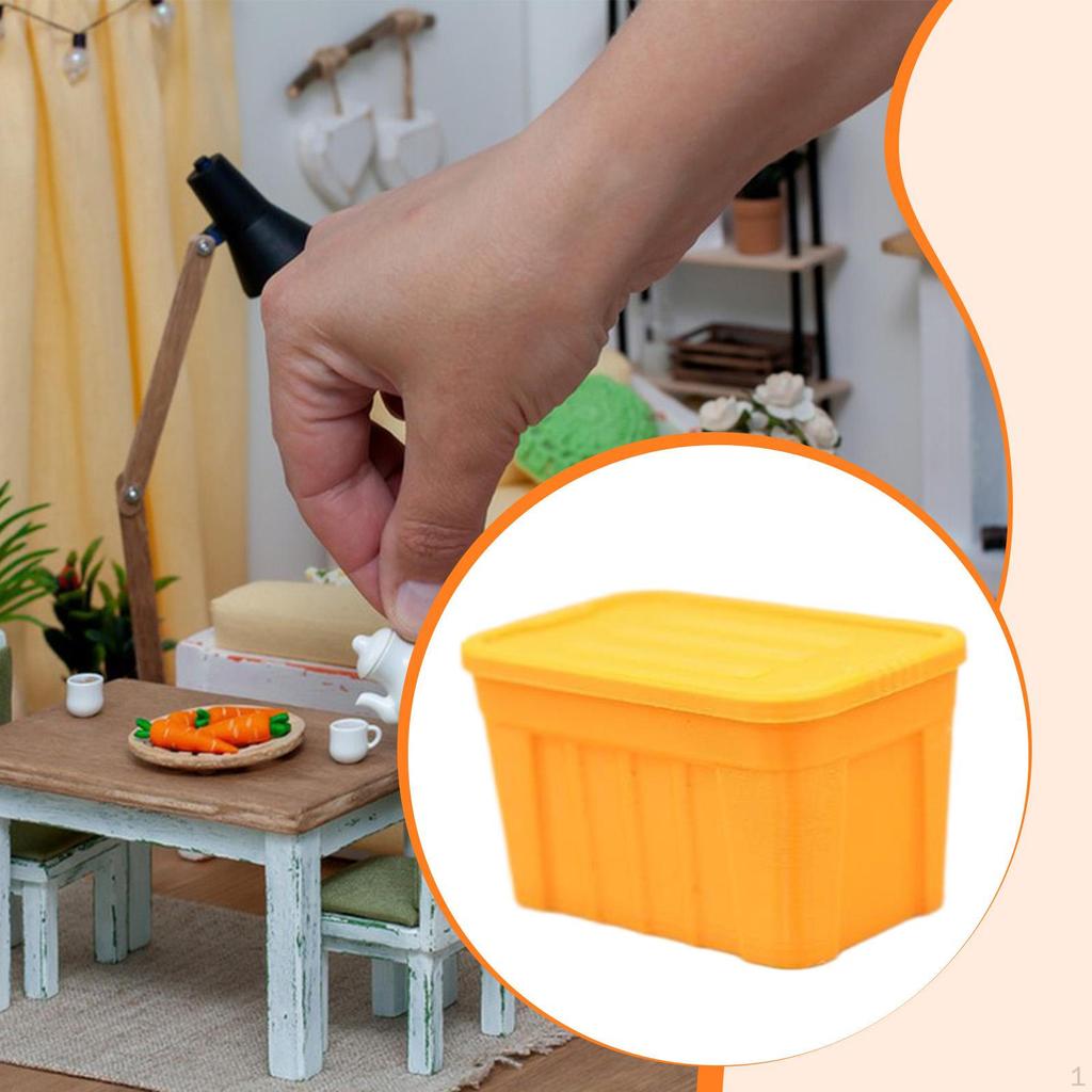 1/12 Miniature Storage Box with Lid Collections Mini Organizer Ornament for Micro Landscape DIY