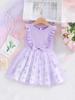 2025 Sweet Toddler Girls' A-Line Bowknot Mesh Dress - Sleeveless Cotton