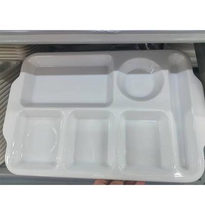 Food Grade Melamine 15-inch Double Handle Partitioned Cafeteria Tray